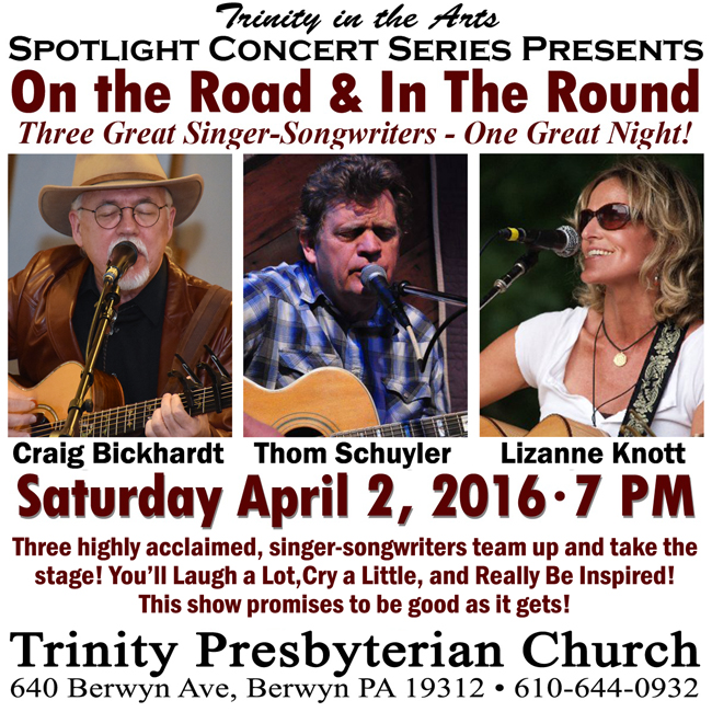 Image for In-The-Round concert featuring Craig Bickhardt, Thom Schuyler, and Lizanne Knott with ID of: 1147058