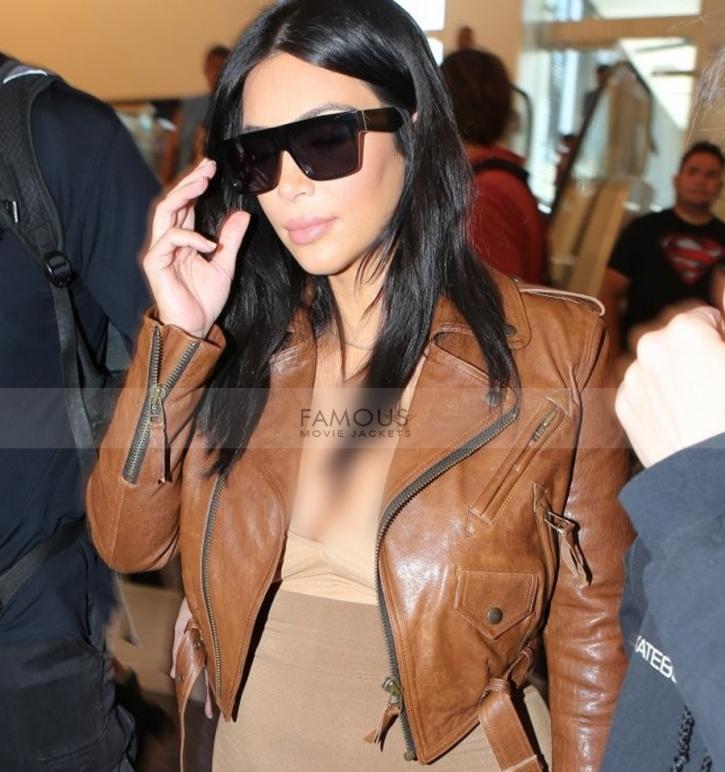 Image for Kim Kardashian Brown Leather Jacket with ID of: 1327824