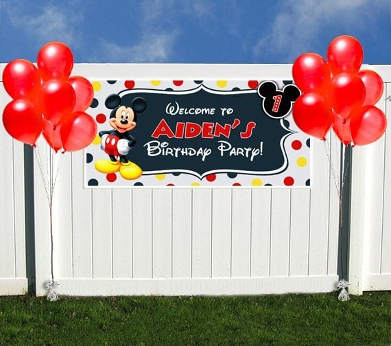 Image for Personalized Mickey Mouse Birthday Banner with ID of: 1984963
