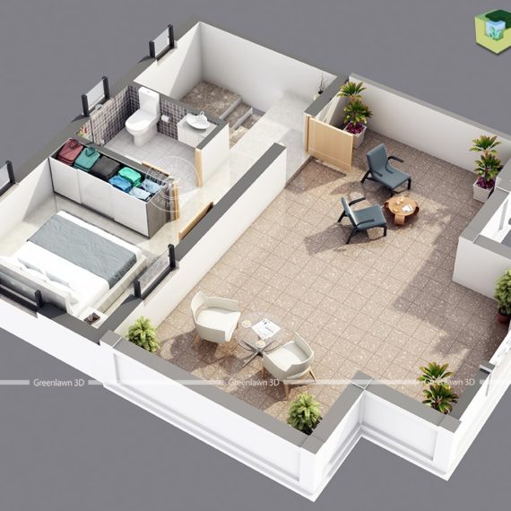 Image for Green 3D Floor Plan design with ID of: 2035209
