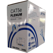 Image for 1000ft Cat5e Plenum Bare Copper Ethernet Networking Cable UTP 24Awg 350Mhz Blue with ID of: 2039677