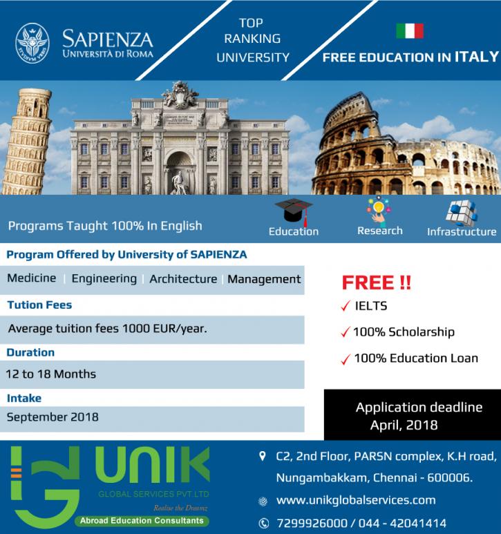 Image for UNIK Global Services | Study in ITALY with ID of: 2240514