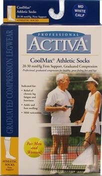 Image for Activa Coolmax Athletic Below Knee Support Socks 20-30 White with ID of: 2430222