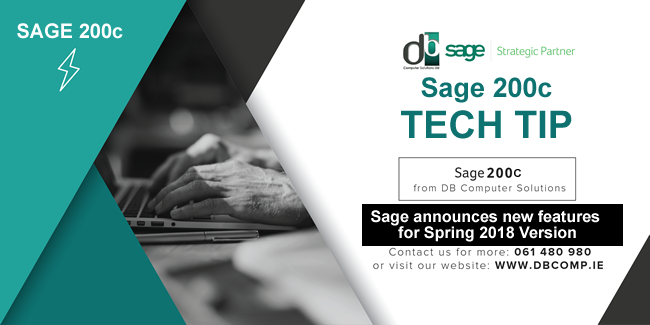 Image for SAGE RELEASES SAGE 200c SPRING 2018 VERSION with ID of: 2494020