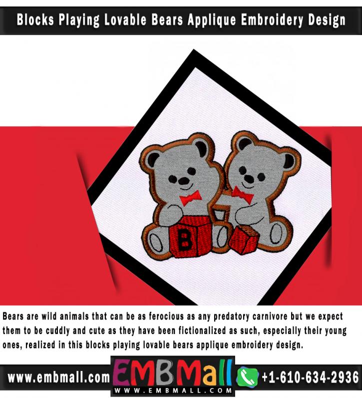 Image for Blocks Playing Lovable Bears Applique Embroidery Design with ID of: 2511078
