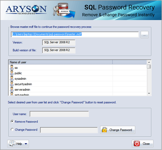 Image for SQL Password Recovery Tool with ID of: 2802013