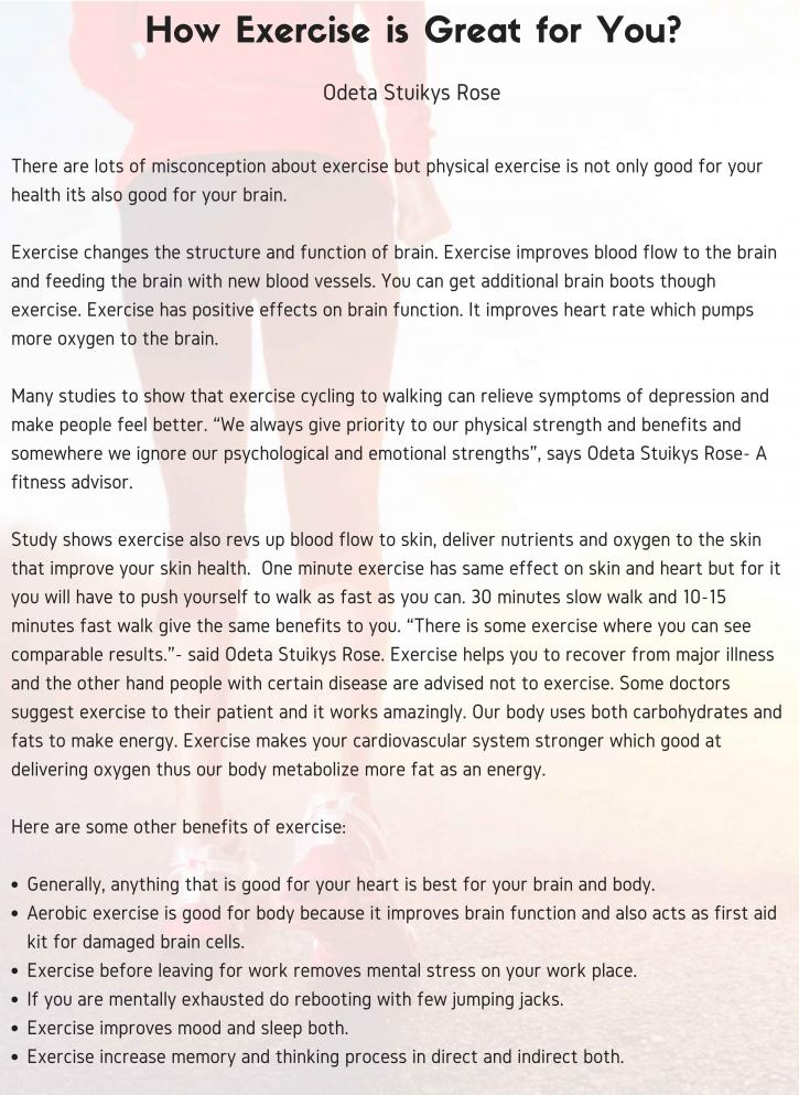 Image for Why Exercise is Good | Odeta Stuikys Rose with ID of: 2818214
