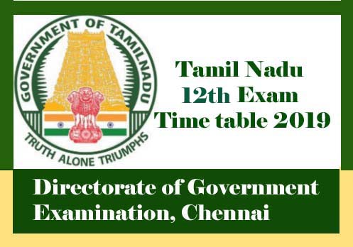 Image for Tamilnadu Board 12th Time Table 2019 with ID of: 2952327