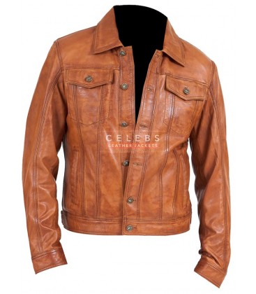 Image for Men's Regular Tan Leather Jacket with ID of: 3142363