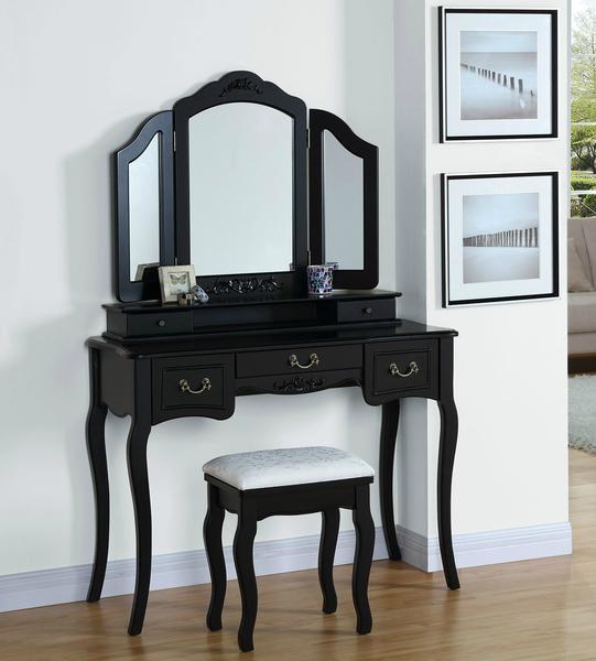 Image for Buy Black Mirrored Dressing Table Set with ID of: 3144660