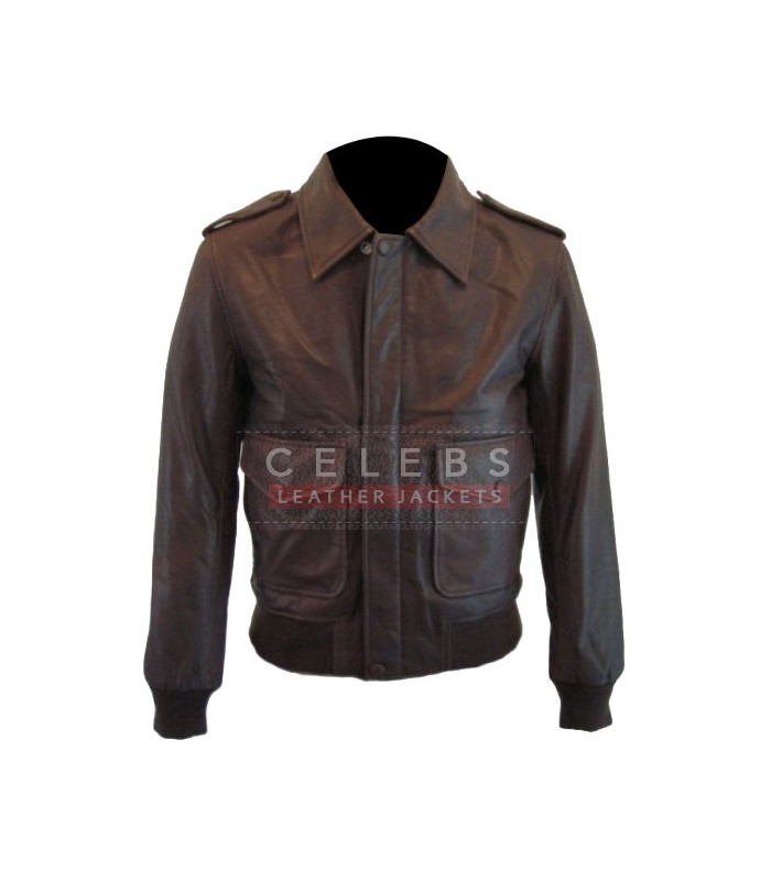 Image for Vintage Classic Bomber Brown Leather Jacket with ID of: 3166697
