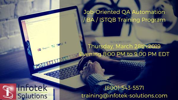 Image for IT Job-Oriented QA Automation/BA/ISTQB Training Program (Herndon, Baltimore, Maryland,Washington DC, Arlington) with ID of: 3324950