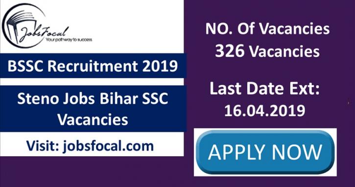 Image for BSSC Recruitment 2019 Last Date Ext (326) Steno Jobs Bihar SSC Vacancies with ID of: 3361930