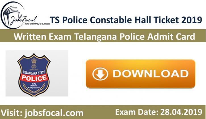 Image for TS Police Constable Hall Ticket 2019 Written Exam Telangana Police Admit Card with ID of: 3399707