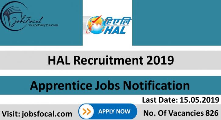 Image for HAL Recruitment 2019 826 Apprentice Jobs Notification Apply Online with ID of: 3410107