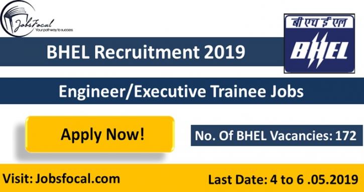 Image for BHEL Recruitment 2019 172 Engineer/Executive Trainee Jobs Apply Online with ID of: 3410880