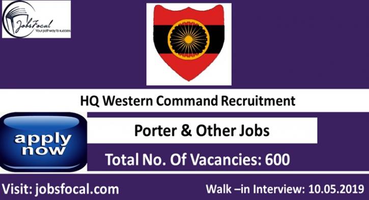 Image for HQ Western Command Recruitment 2019 600 Porter & Other Jobs Apply with ID of: 3413284