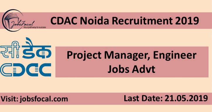 Image for CDAC Noida Recruitment 2019 (62) Project Manager, Engineer Jobs Advt with ID of: 3441921