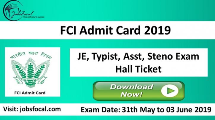 Image for FCI Admit Card 2019 –20 (4103) JE, Typist, Asst, Steno Exam Hall Ticket with ID of: 3468376