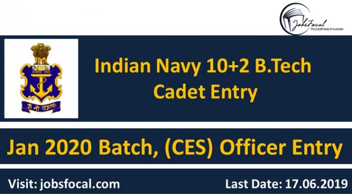 Image for Indian Navy 10+2 B.Tech Cadet Entry 2020 Jan Batch, (CES) Officer Entry with ID of: 3492547