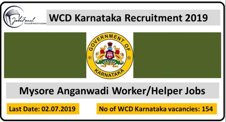Image for WCD Karnataka Recruitment 2019 -20 Mysore 154 Anganwadi Worker/Helper Jobs with ID of: 3515303