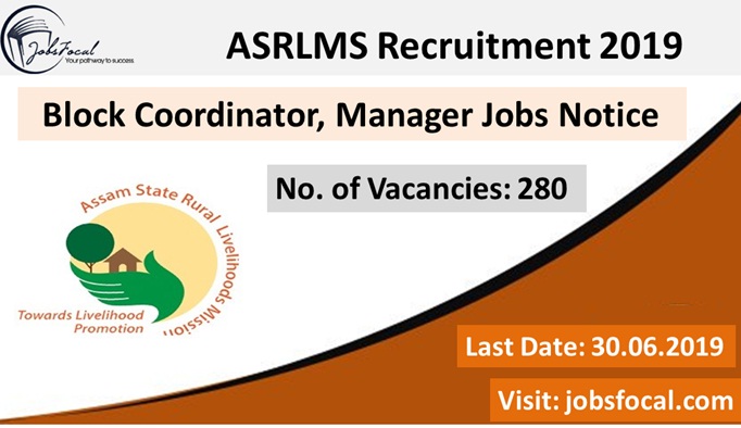 Image for ASRLMS Recruitment 2019-20 (280) Block Coordinator, Manager Jobs Notice with ID of: 3517884