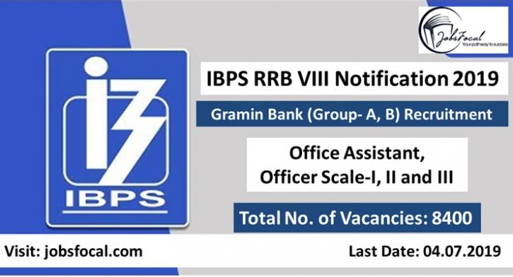 Image for IBPS RRB VIII Notification 2019 –20 8400 Gramin Bank (Group- A, B) Recruitment with ID of: 3540525