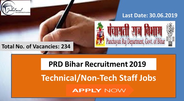 Image for PRD Bihar Recruitment 2019 –20 (234) Technical/Non-Tech Staff Jobs Apply with ID of: 3543666