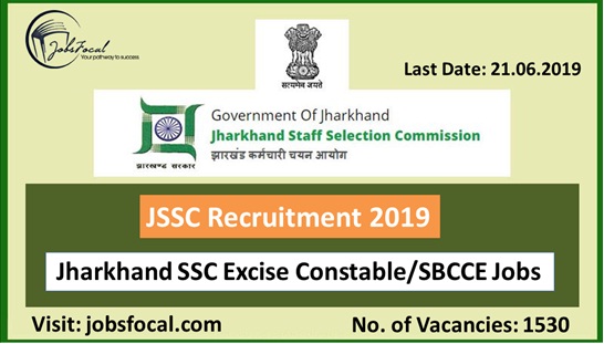 Image for JSSC Recruitment 2019 -20 (1530) Excise Constable/SBCCE Jharkhand SSC Jobs with ID of: 3546632