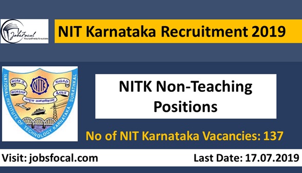 Image for NIT Karnataka Recruitment 2019 –20 (137) Non-Teaching Positions NITK Jobs with ID of: 3560931