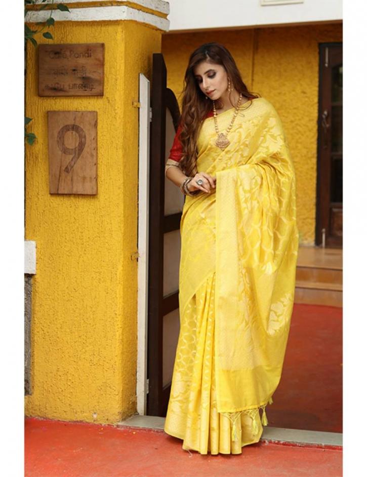 Image for Chic & Stylish Yellow Sarees From Mirraw For Ladies with ID of: 3666688