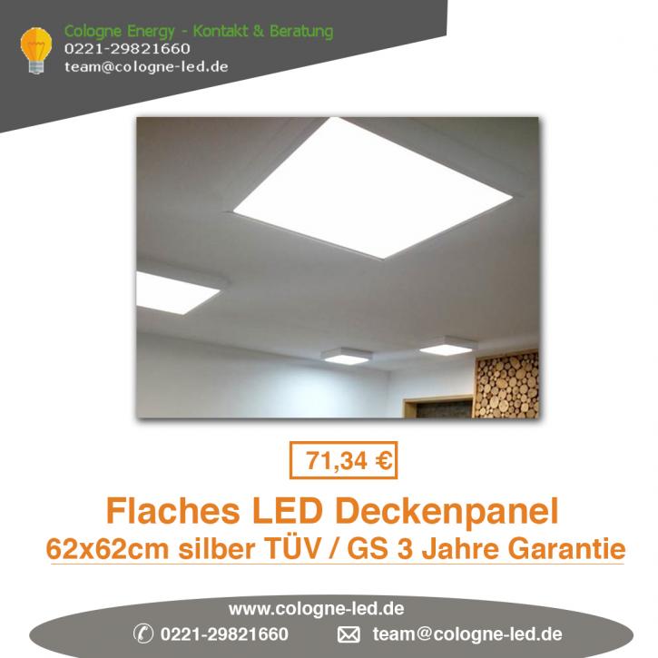 Image for Flaches LED Deckenpanel 62x62cm silber TÜV / GS 3 Jahre Garantie with ID of: 4594532