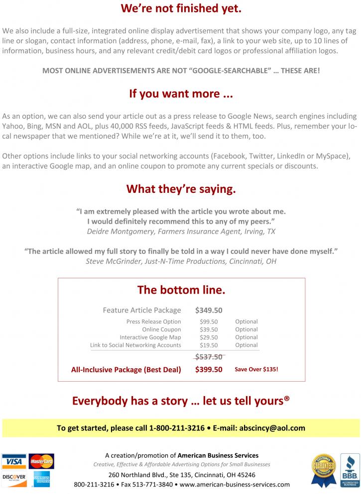 Image for What if we said we'd like to write a feature article about your business? with ID of: 465427