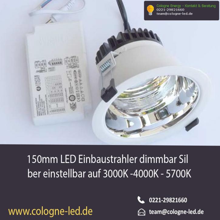Image for 150mm LED Einbaustrahler dimmbar Silber einstellbar auf 3000K -4000K - 5700K with ID of: 4660971