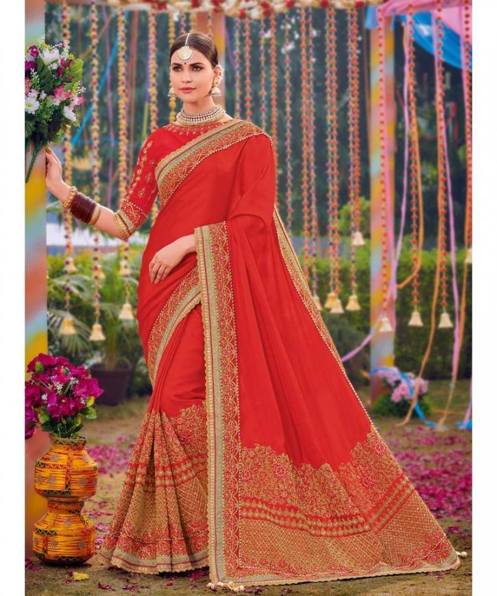 Image for Choose the unique Red Sarees for Bride from Mirraw with ID of: 4710782