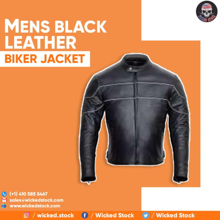 Image for Mens Black Leather Biker Jacket with ID of: 5132274