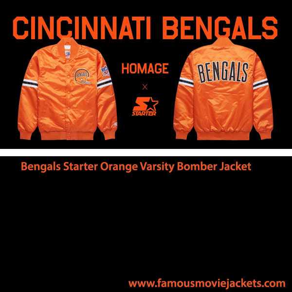 Image for Bengals Starter Orange Varsity Bomber Jacket with ID of: 5457515