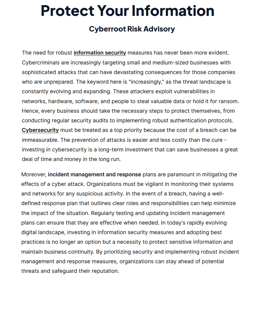 Image for Protect Your Information | Cyberroot Risk Advisory with ID of: 5700117