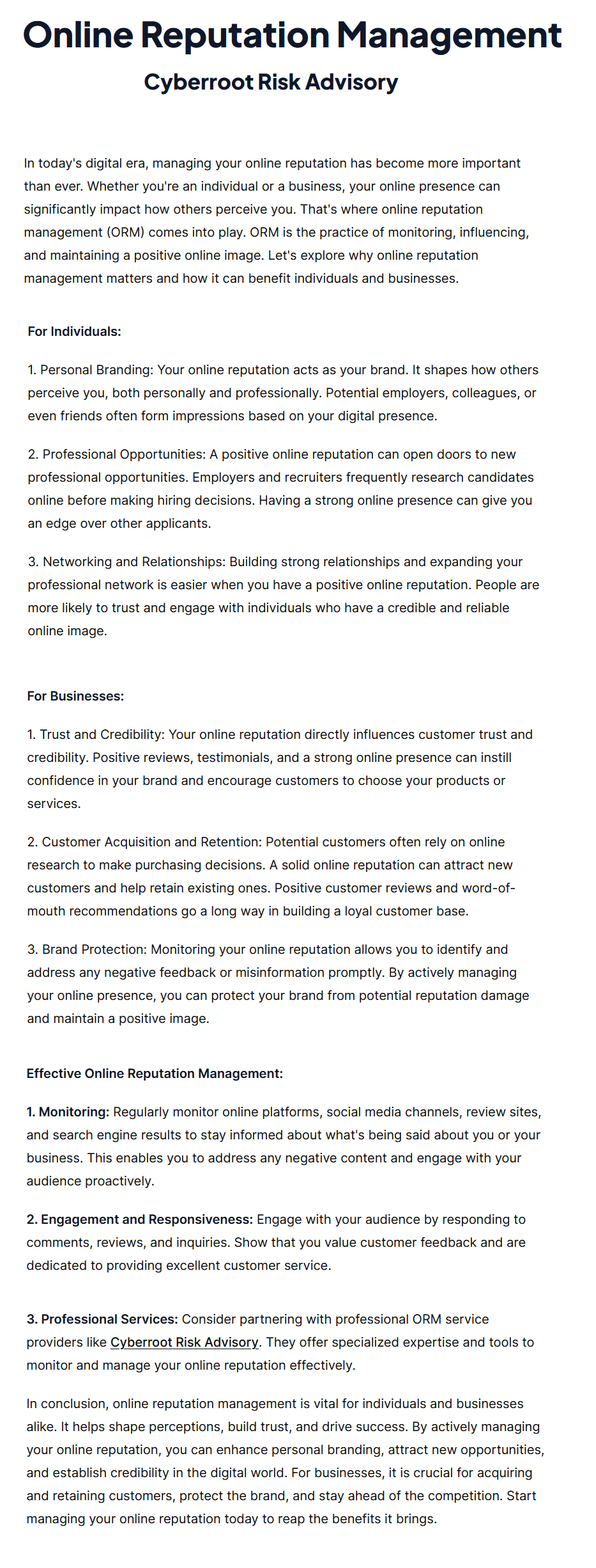 Image for Online Reputation Management - Cyberroot Risk Advisory with ID of: 5714175