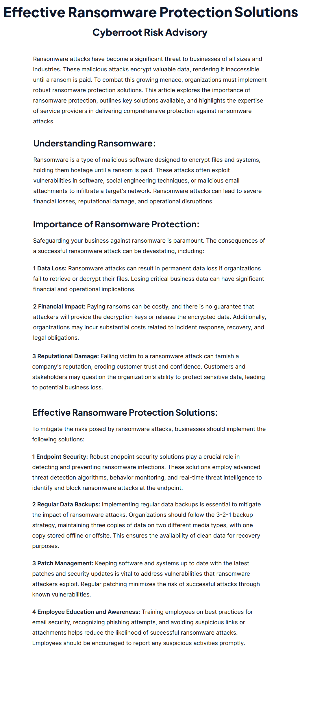 Image for Effective Ransomware Protection Solutions – Cyberroot Risk Advisory with ID of: 5718597