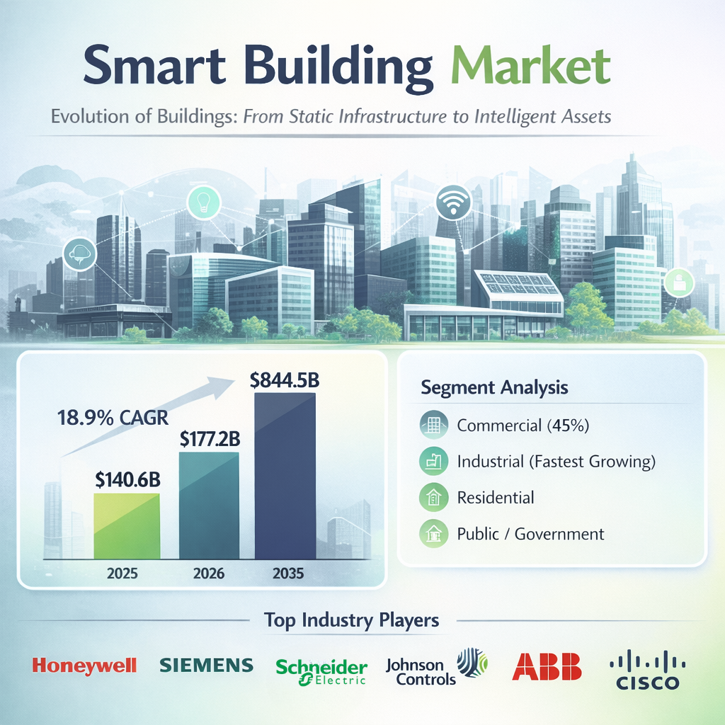 Image for Global Smart Building Market to Reach USD 844.5 Billion by 2035 with ID of: 6942679