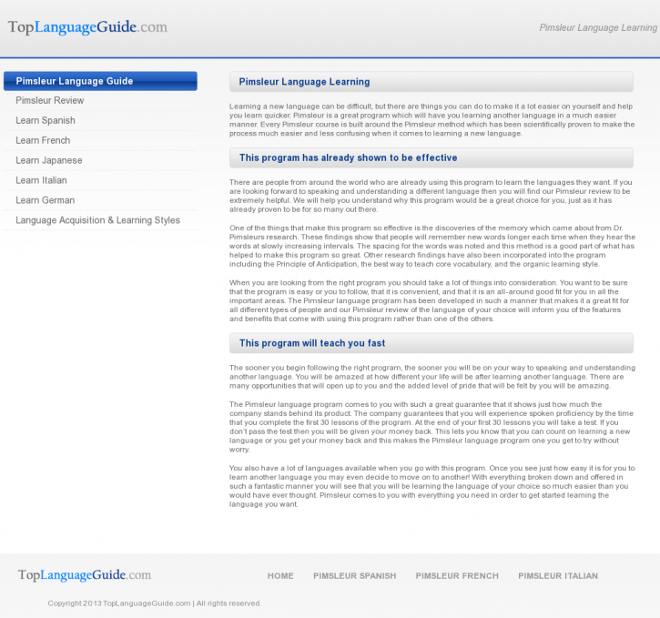 Image for Top Language Guide.com - Pimsleur Language Learning with ID of: 697189