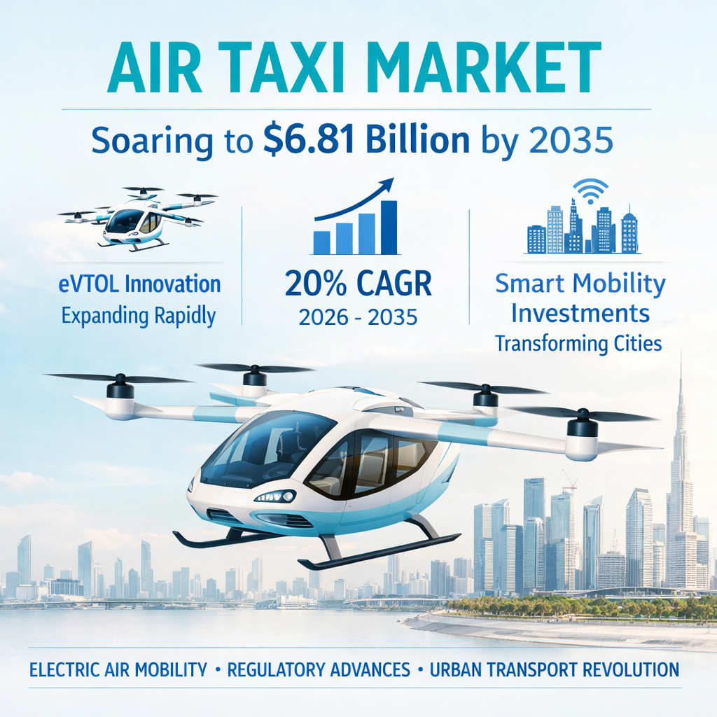 Image for Air Taxi Market to Reach USD 6.81 Billion by 2035 with ID of: 6975294