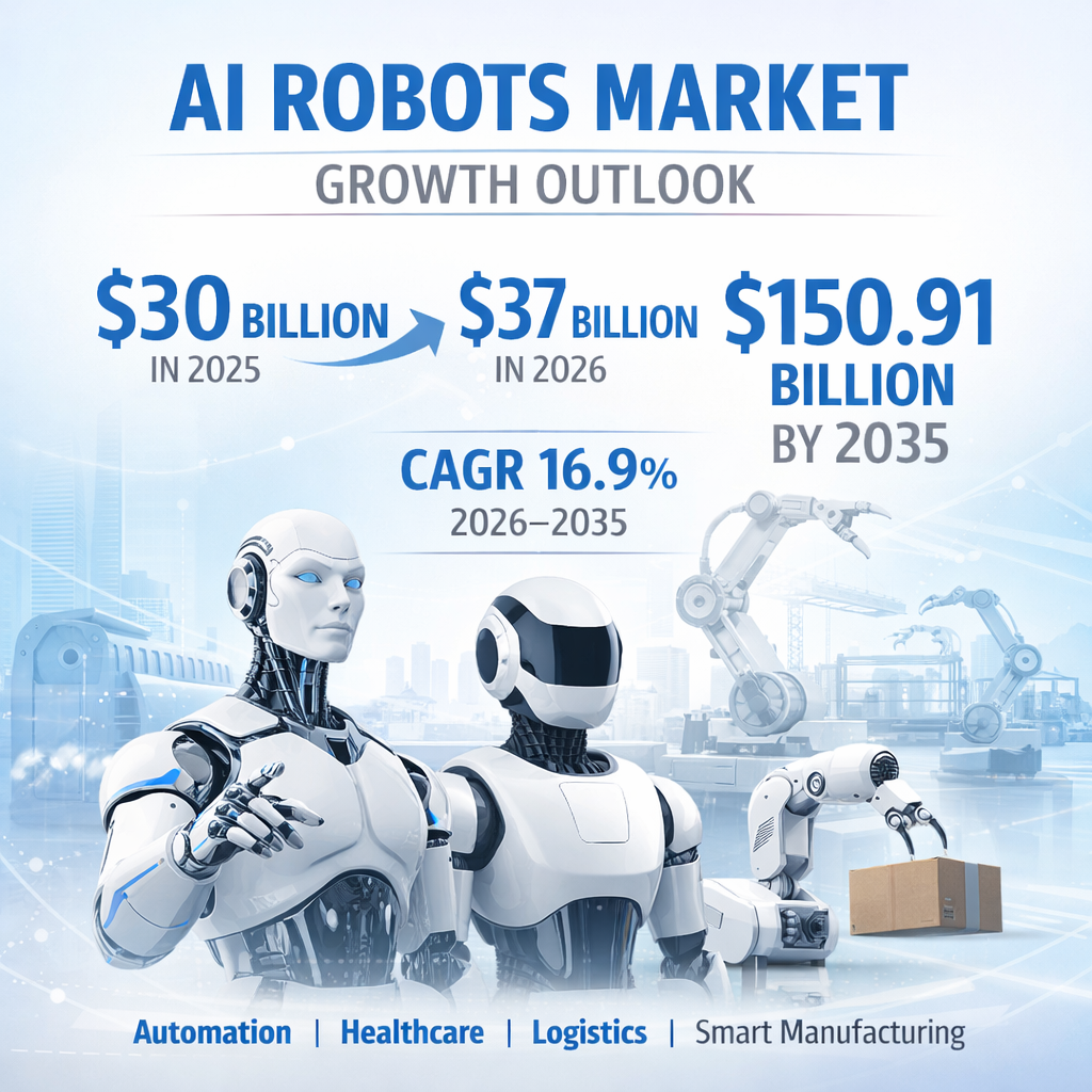 Image for AI Robots Market to Reach USD 150.91 Billion by 2035 with ID of: 6977645