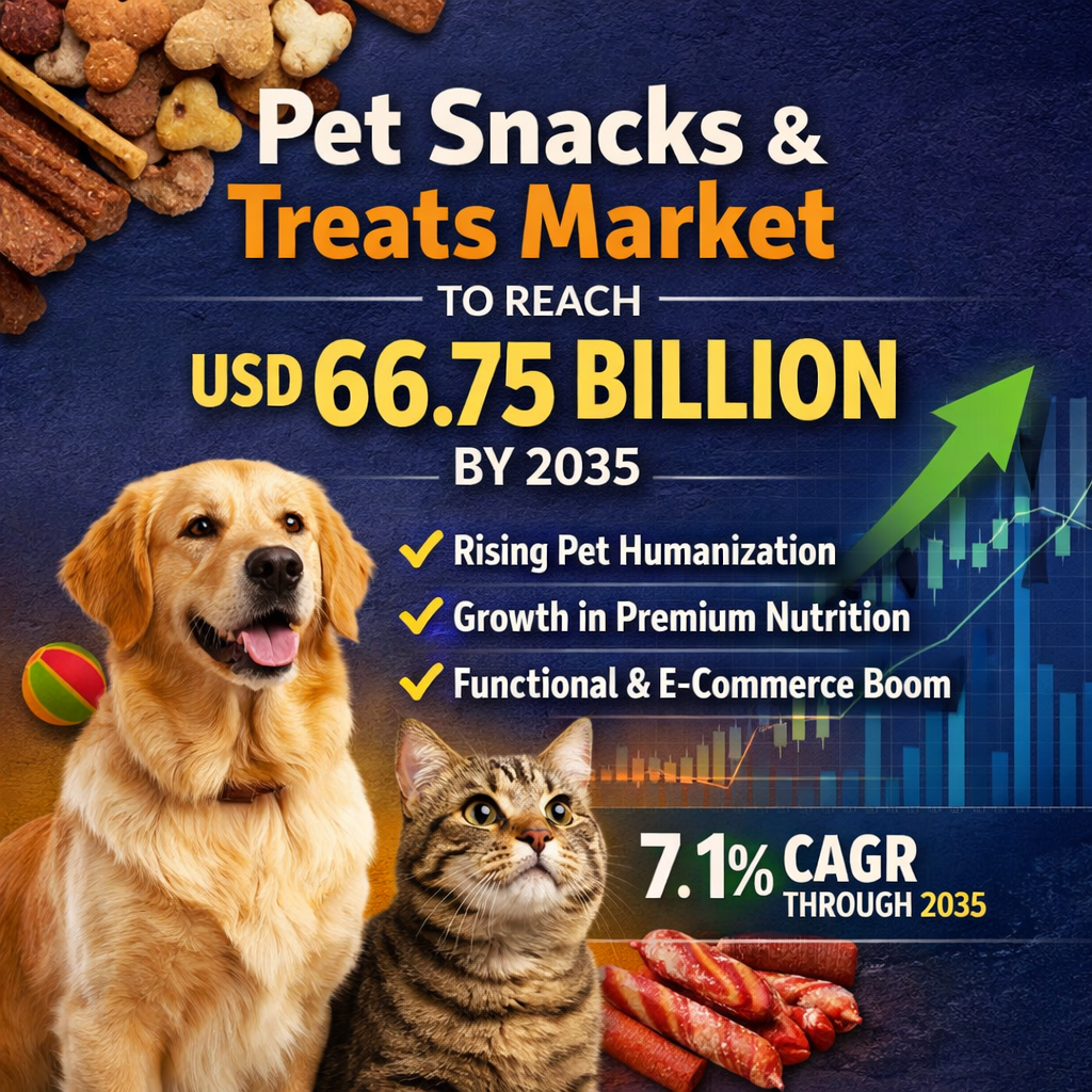 Image for Pet Snacks and Treats Market to Reach USD 66.75 Billion by 2035 with ID of: 6996008