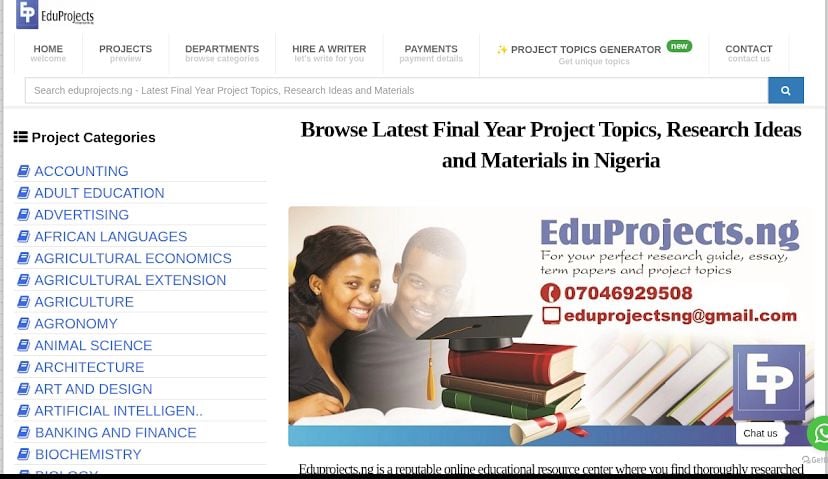 Image for Eduprojects-Latest Final Year Project Topics, Research Ideas And Materials with ID of: 7056650