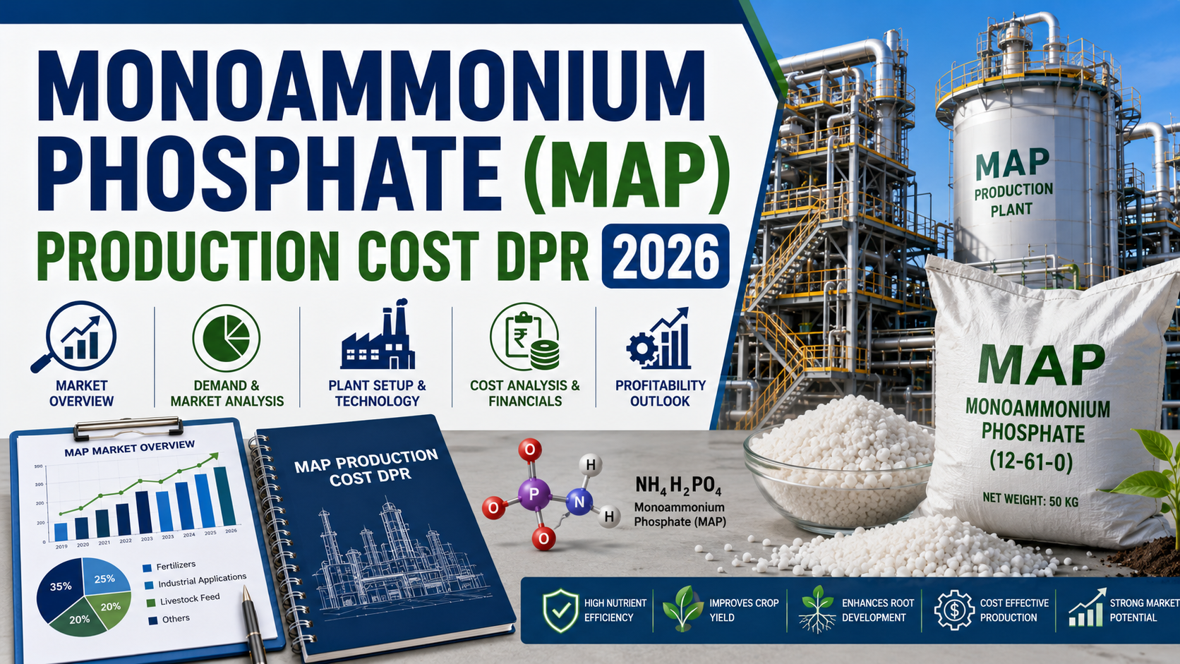 Image for Monoammonium Phosphate (MAP) Production Cost Report 2026: Plant Setup, Feasibility Study, ROI Analysis and Business Plan with ID of: 7082783