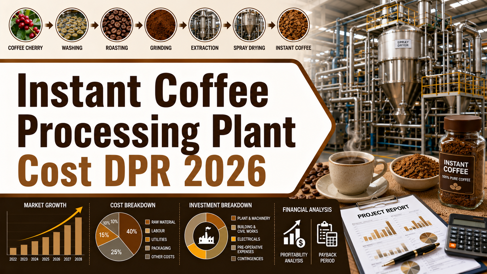 Image for Instant Coffee Processing Plant Investment and Capacity Planning Report 2026: DPR, ROI and IRR Analysis with ID of: 7110837