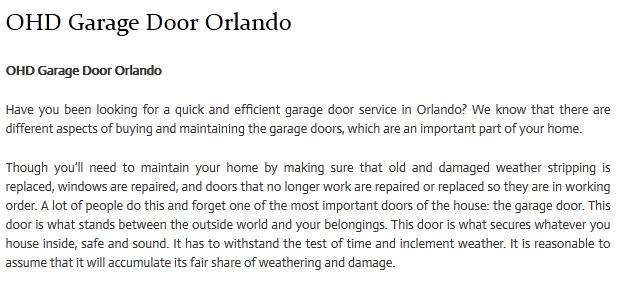 Image for OHD Garage Doors Orlando with ID of: 832443