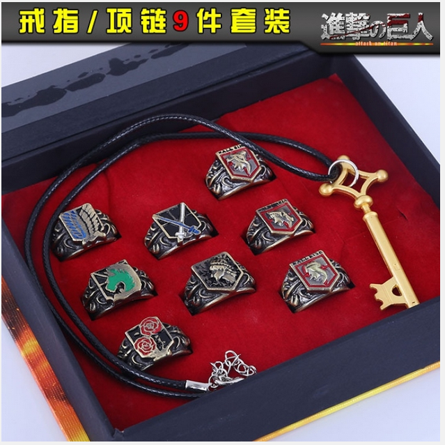 Image for Attack on Titan Brooch ring set 8 pcs Anime products Wholesale with ID of: 848778